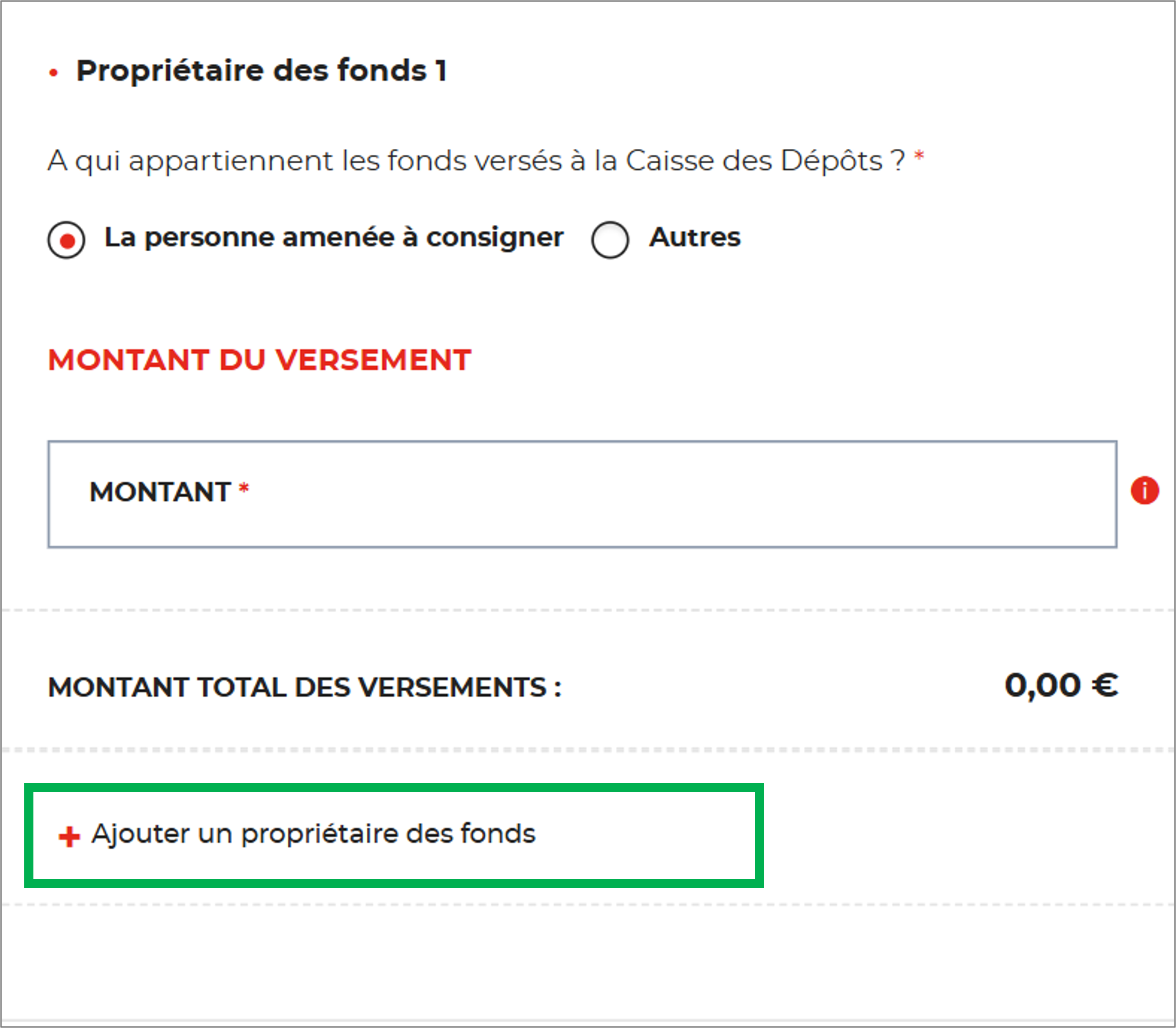 ajout de propriétaire des fonds